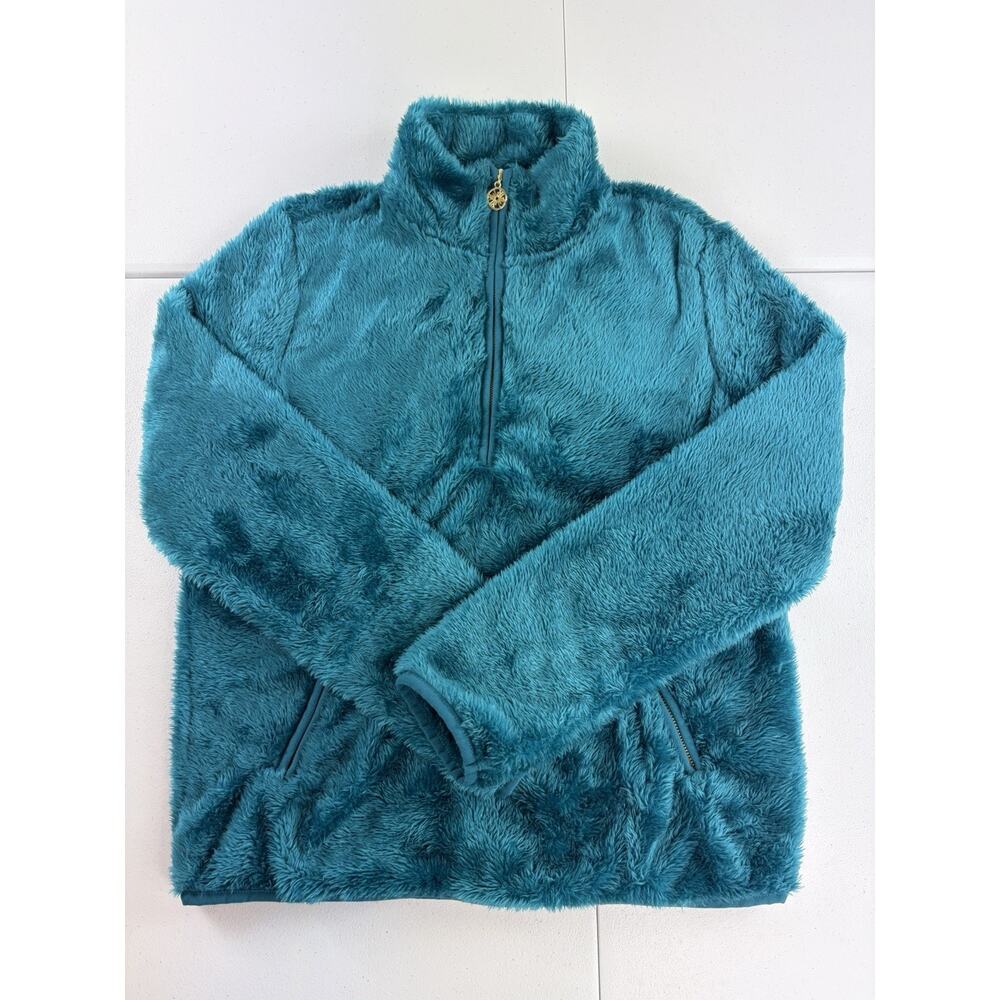 Lilly Pulitzer Skipper Sherpa XS Blue Turquoise Teal Fleece Popover Jacket Soft